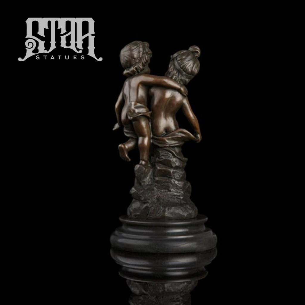 Boy And Girl Playing | Western Art Sculpture Bronze Statue