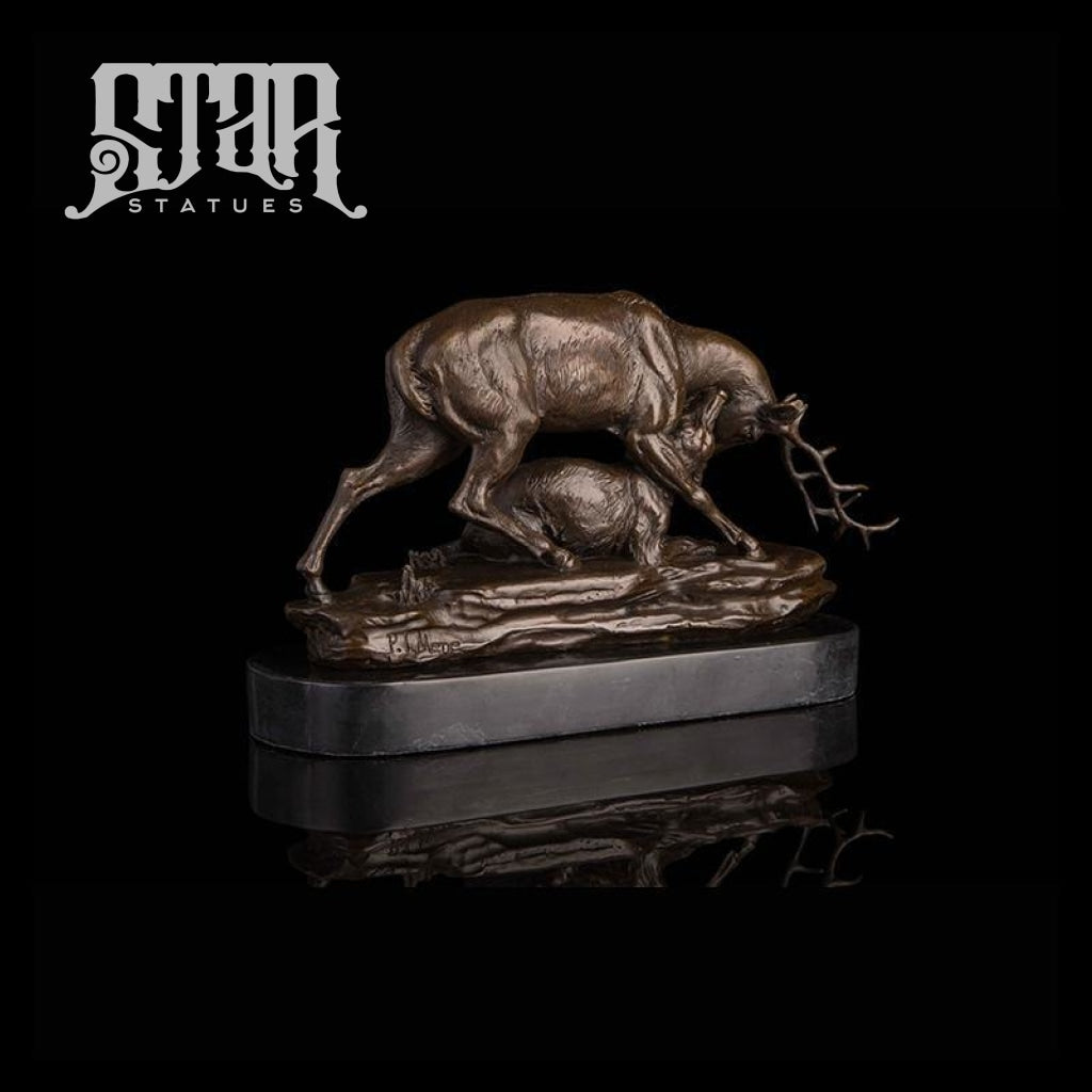 Deer with Fawn | Animal and Wildlife Sculpture | Bronze Statue - Star Statues
