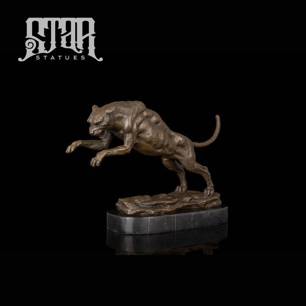 Leaping Leopard | Animal and Wildlife Sculpture | Bronze Statue - Star Statues