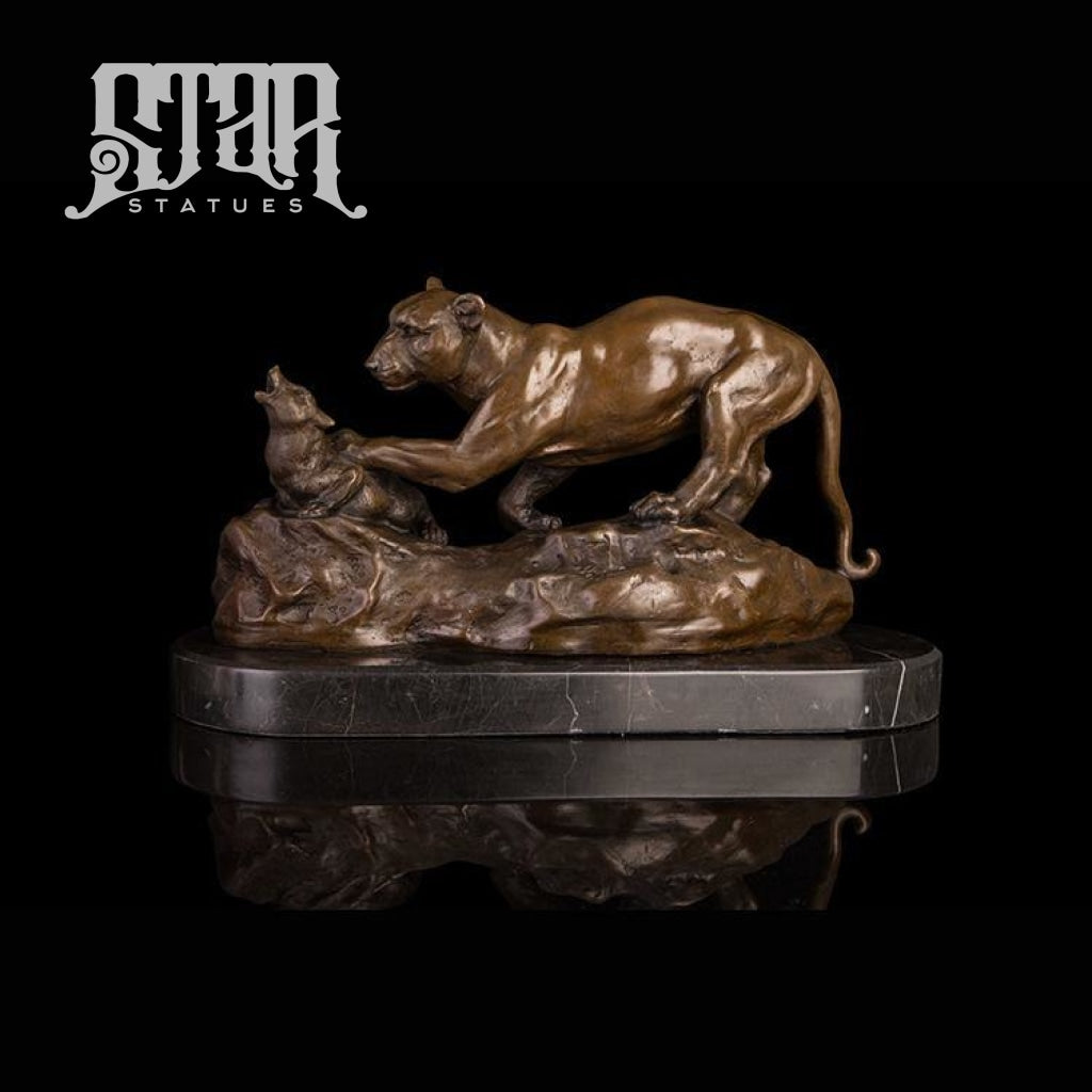 Panther with Prey| Animal and Wildlife Sculpture | Bronze Statue - Star Statues