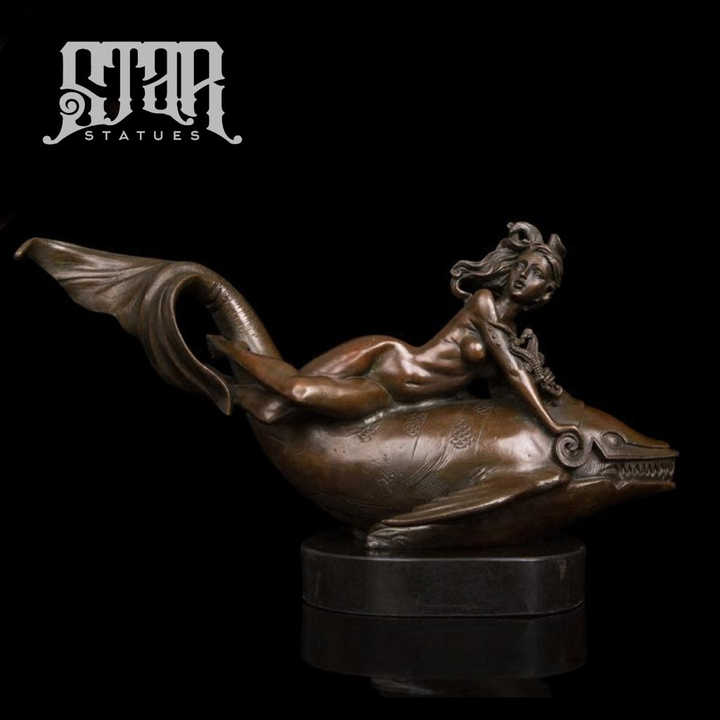 Woman Riding Water Creature| Western Art Sculpture | Bronze Statue