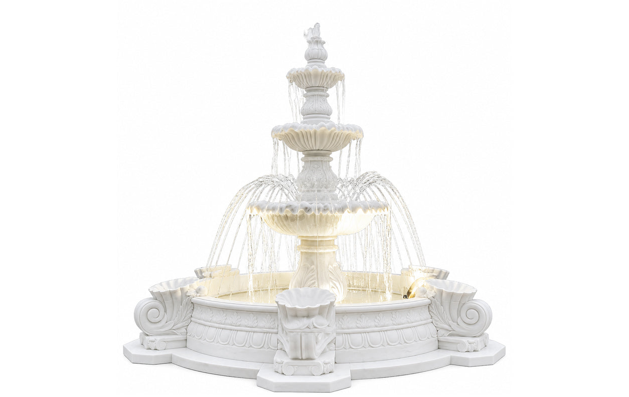 custom white marble fountain