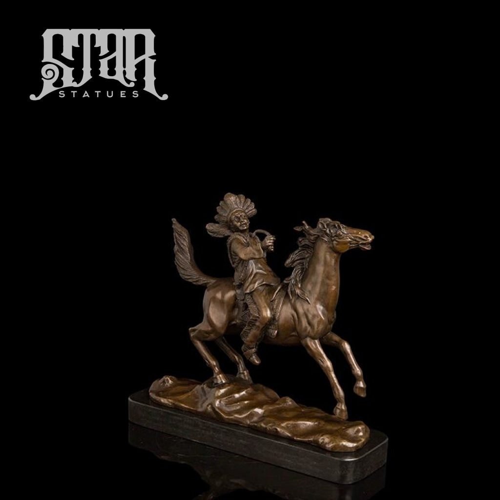 America Indian Riding Horse | Western Art Sculpture Bronze Statue