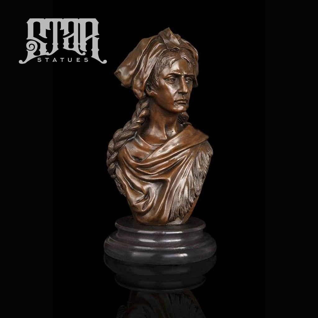 American Indian Man Head Bust | Western Art Sculpture Bronze Statue