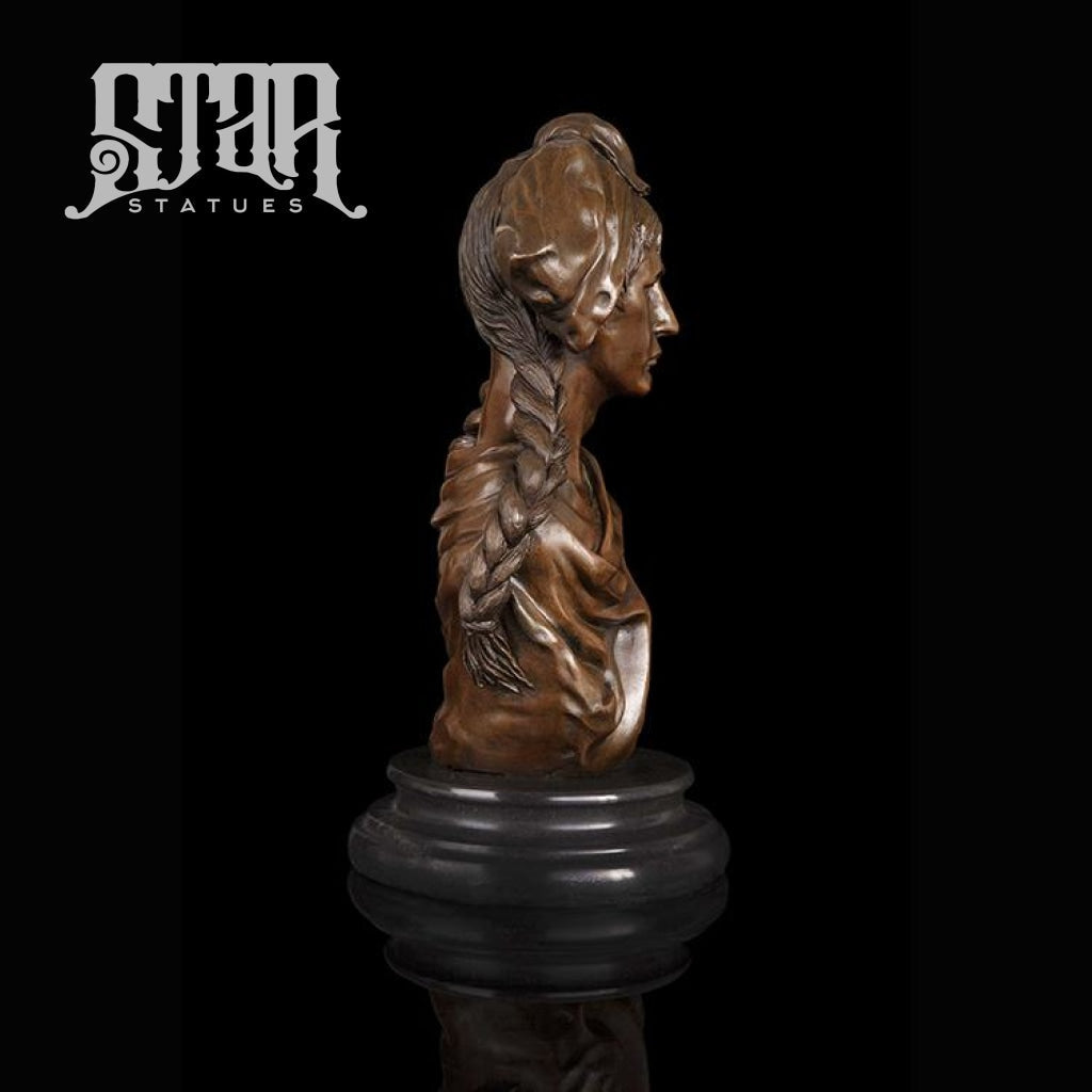American Indian Man Head Bust | Western Art Sculpture Bronze Statue