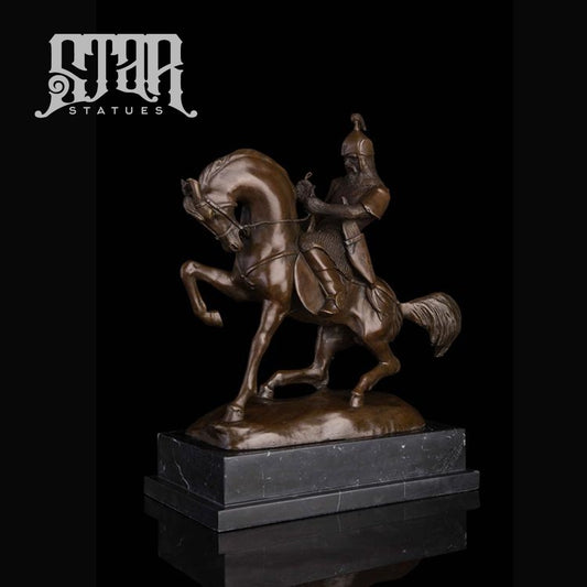 Ancient Warrior Riding Horse | Western Art Sculpture Bronze Statue