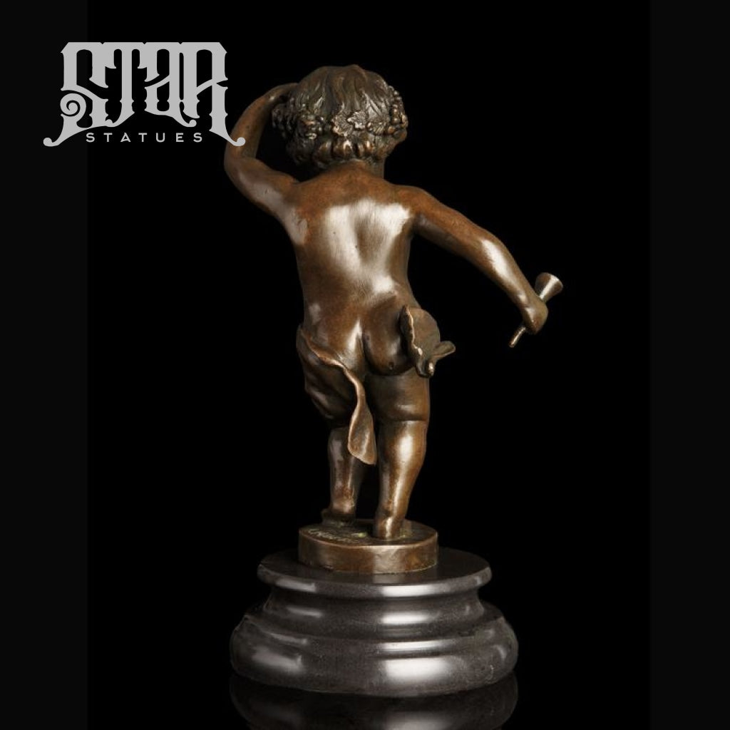 Baby Dancing With Flute | Western Art Sculpture Bronze Statue