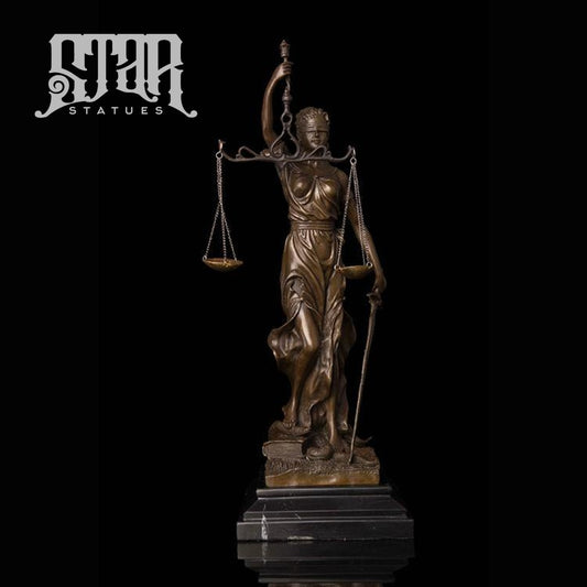 Blind Lady of Justice Sculpture | Bronze Statue - Star Statues