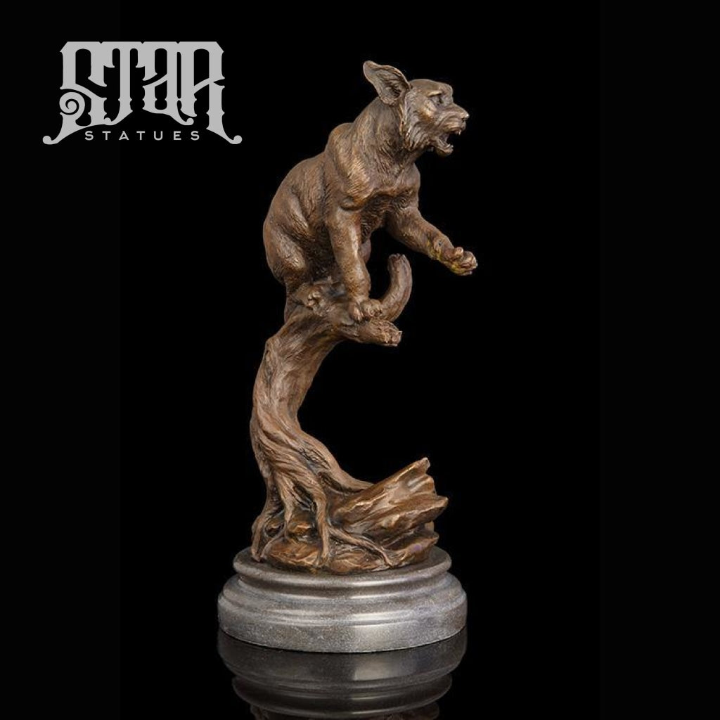 Bobcat in Tree | Animal and Wildlife Sculpture | Bronze Statue - Star Statues
