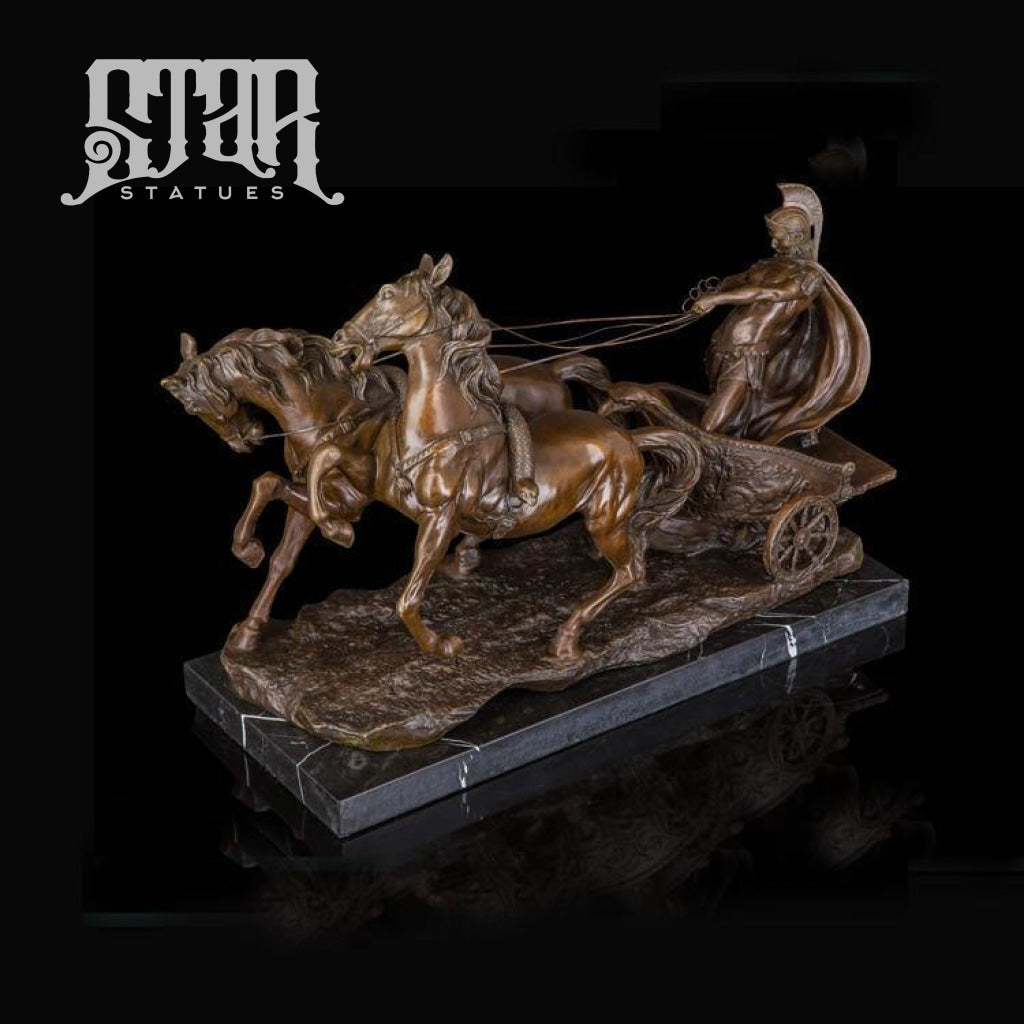 Chariot with Horses | Western Art Sculpture | Bronze Statue - Star Statues
