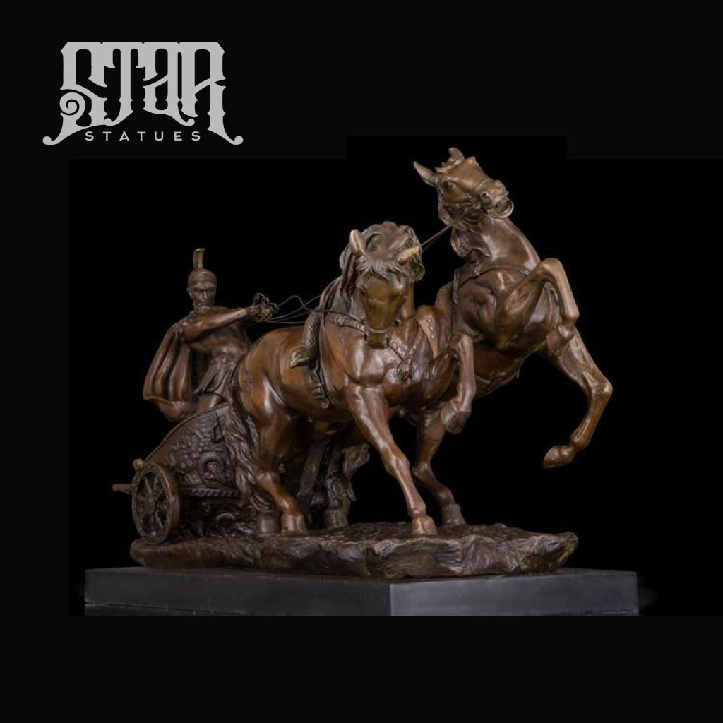 Chariot with Horses | Western Art Sculpture | Bronze Statue - Star Statues