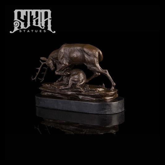 Deer with Fawn | Animal and Wildlife Sculpture | Bronze Statue - Star Statues