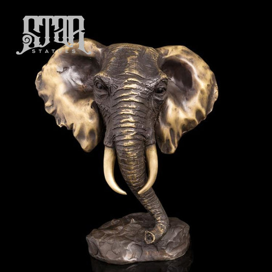 Elephant Head Bust | Animal and Wildlife Sculpture | Bronze Statue - Star Statues