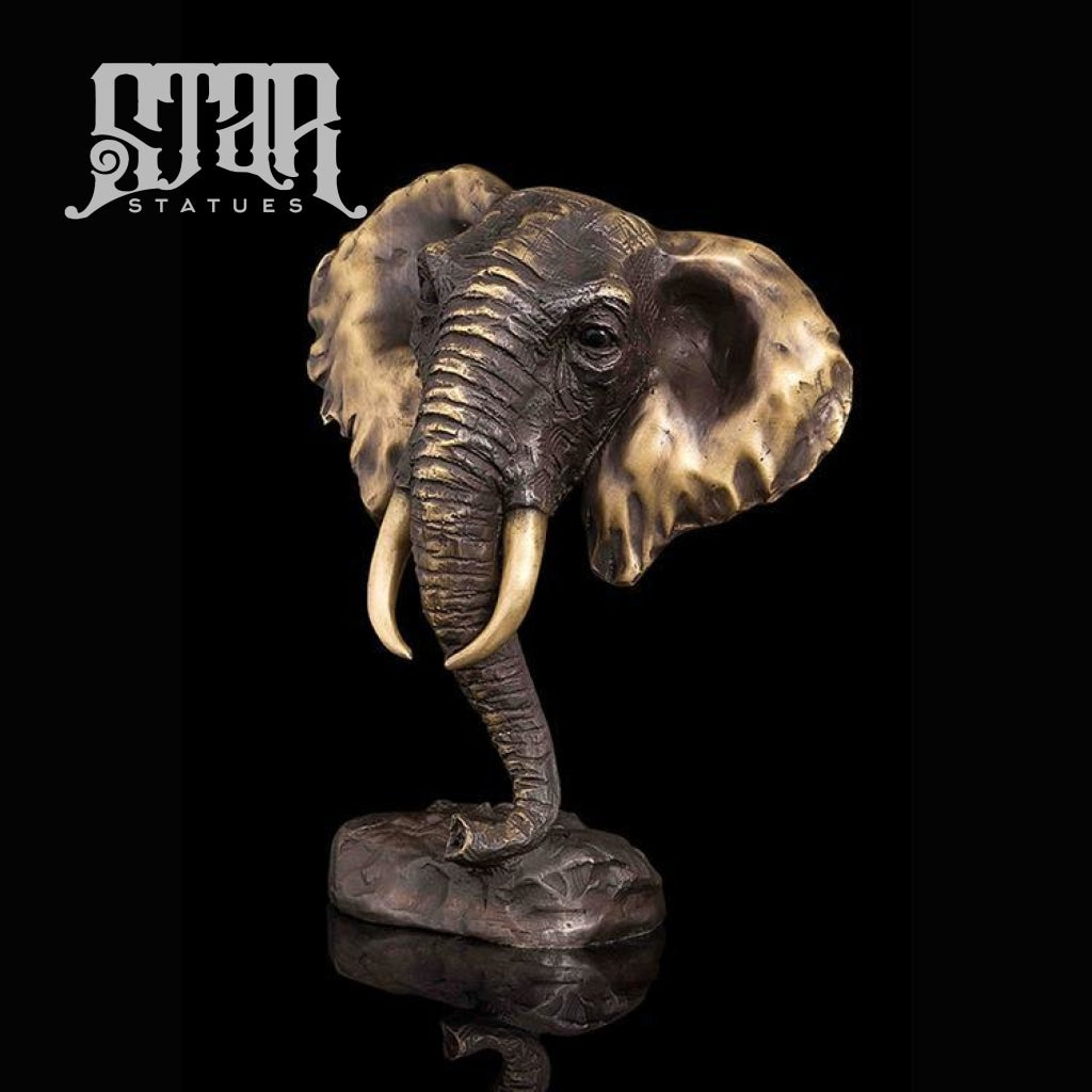 Elephant Head Bust | Animal and Wildlife Sculpture | Bronze Statue - Star Statues