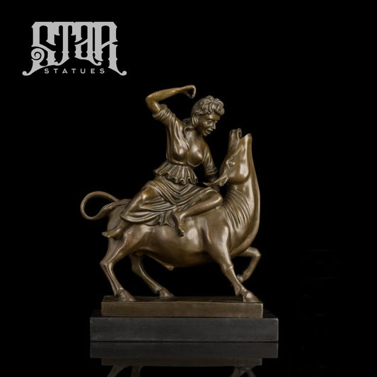 Lady Riding Animal | Western Art Sculpture Bronze Statue