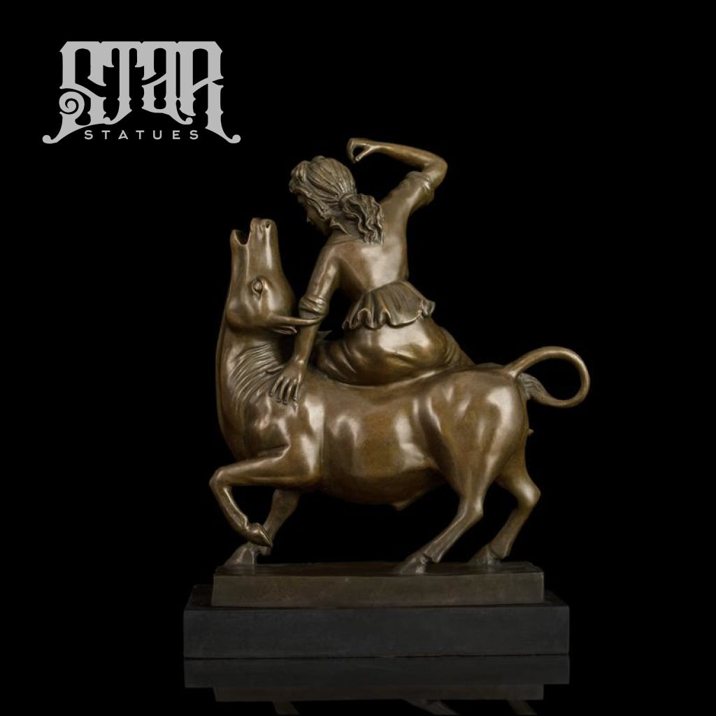 Lady Riding Animal | Western Art Sculpture Bronze Statue