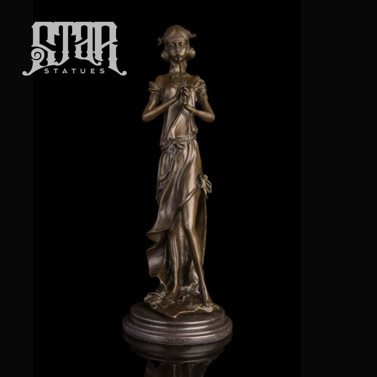 Girl Playing Flute | Western Art Sculpture Bronze Statue