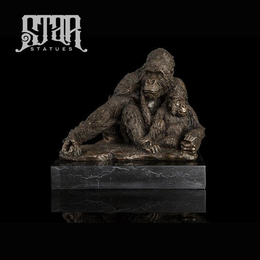 Gorilla and infant | Animal and Wildlife Sculpture | Bronze Statue - Star Statues