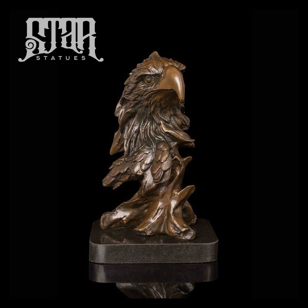 Hawk Head Bust | Animal and Wildlife Sculpture | Bronze Statue - Star Statues