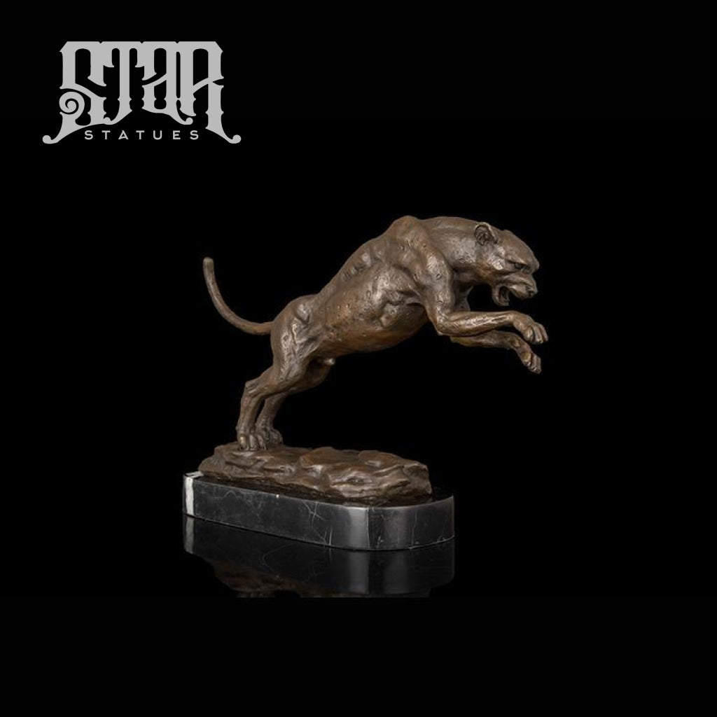 Leaping Leopard | Animal and Wildlife Sculpture | Bronze Statue - Star Statues