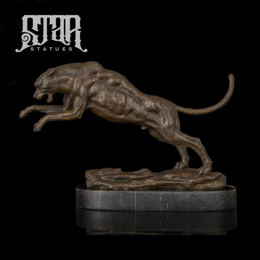 Leaping Leopard | Animal and Wildlife Sculpture | Bronze Statue - Star Statues