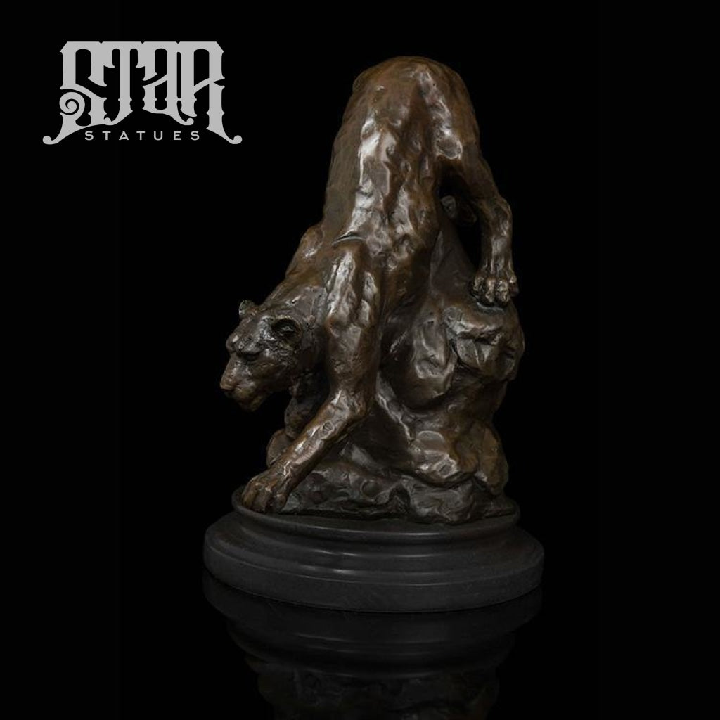 Leopard Down Mountain | Animal and Wildlife Sculpture | Bronze Statue - Star Statues
