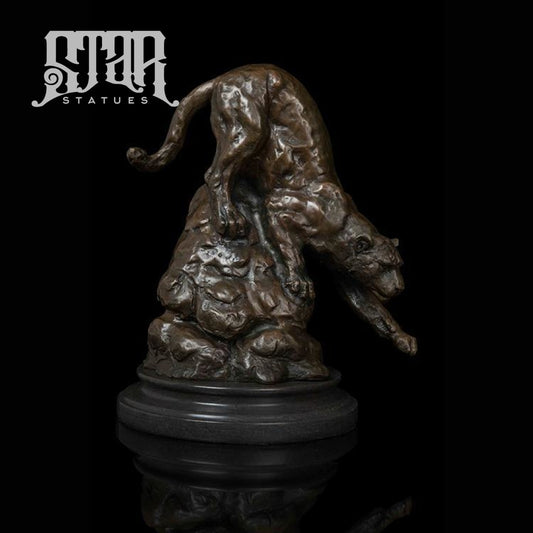 Leopard Down Mountain | Animal and Wildlife Sculpture | Bronze Statue - Star Statues