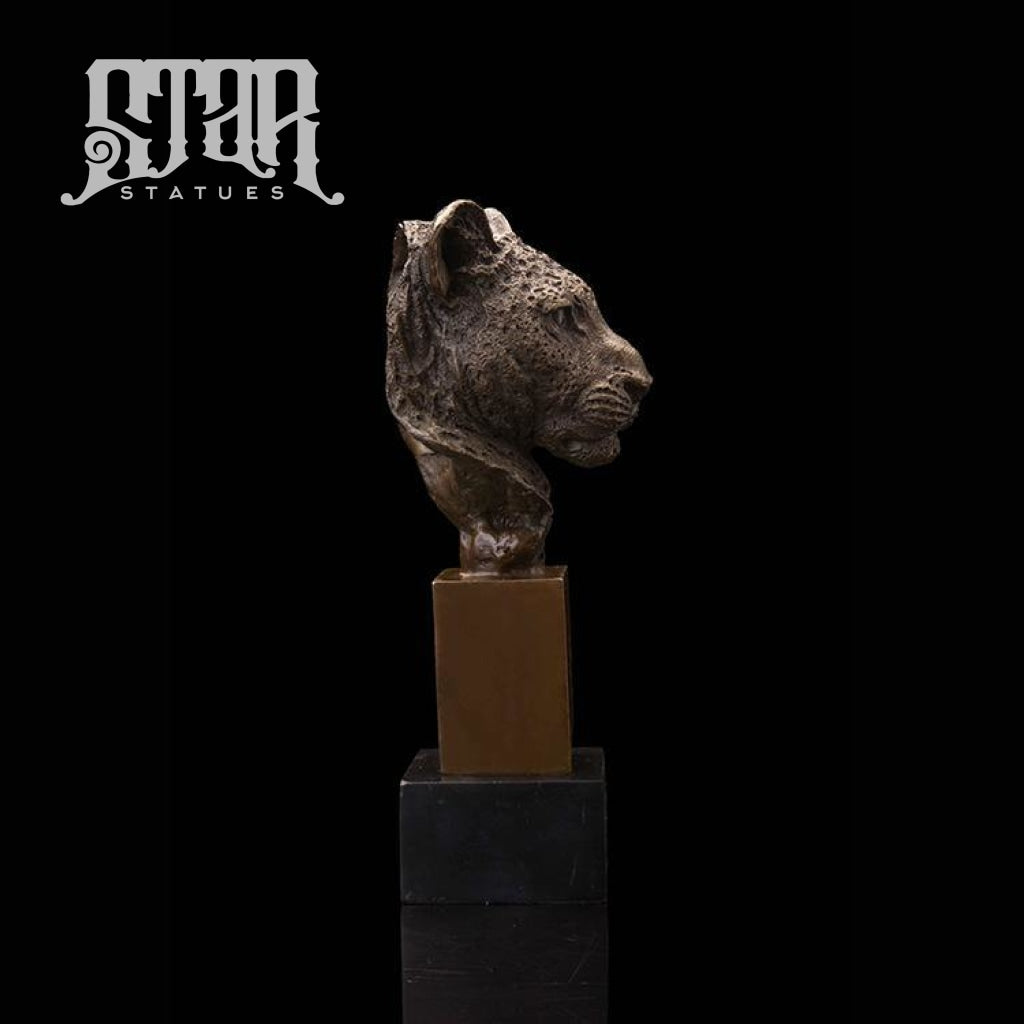Leopard Head Bust  | Animal and Wildlife Sculpture | Bronze Statue - Star Statues
