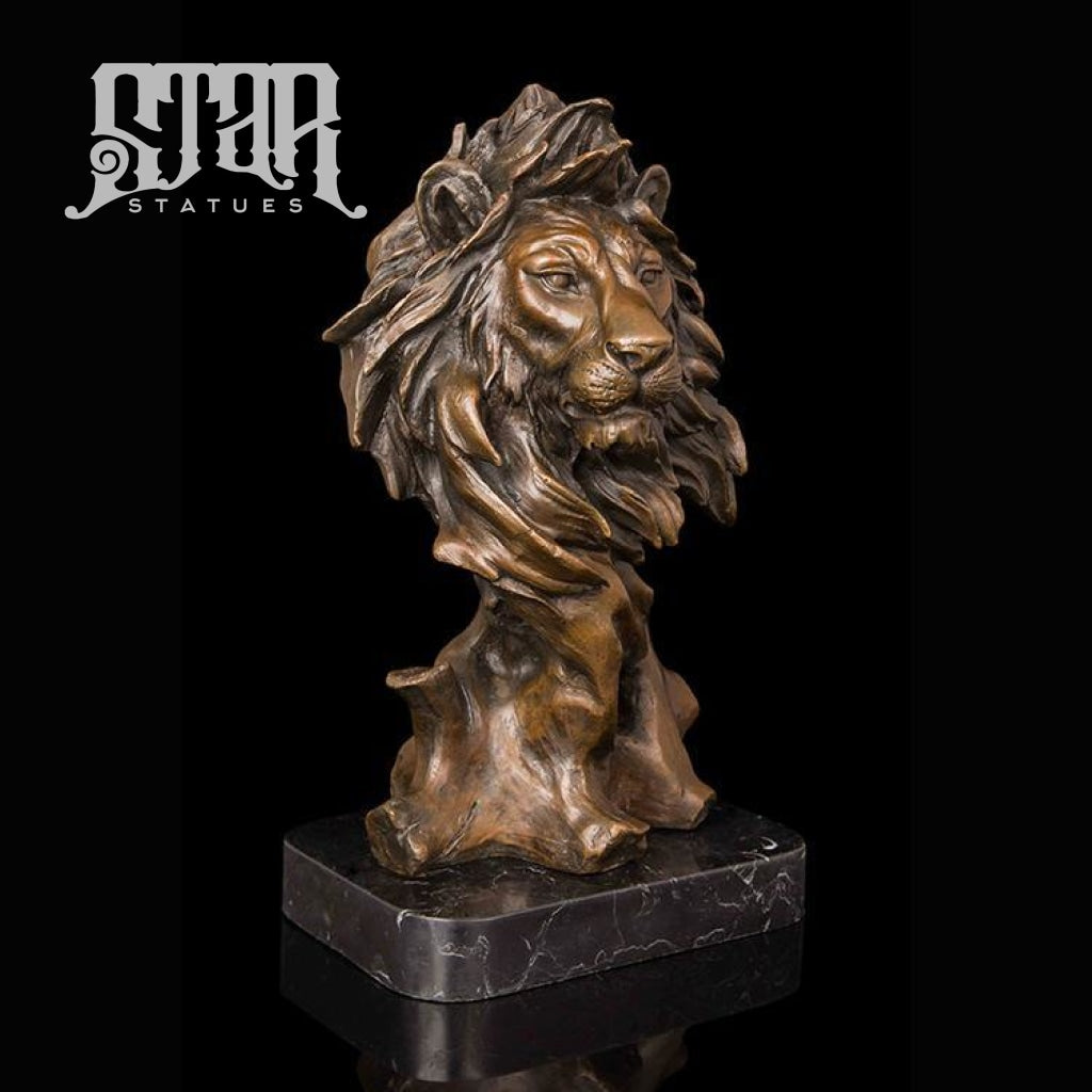 Lion Head Bust | Animal and Wildlife Sculpture | Bronze Statue - Star Statues