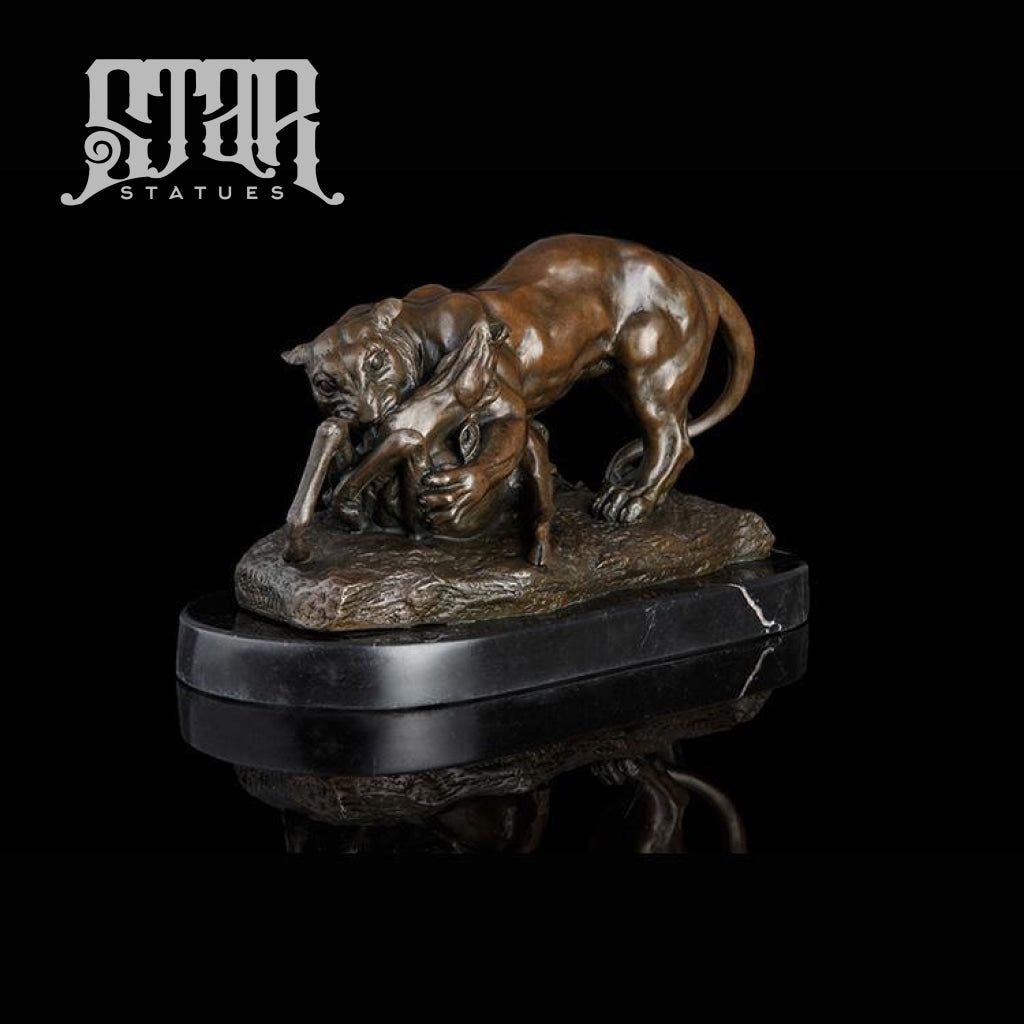 Lion Killing Prey | Animal and Wildlife Sculpture | Bronze Statue - Star Statues