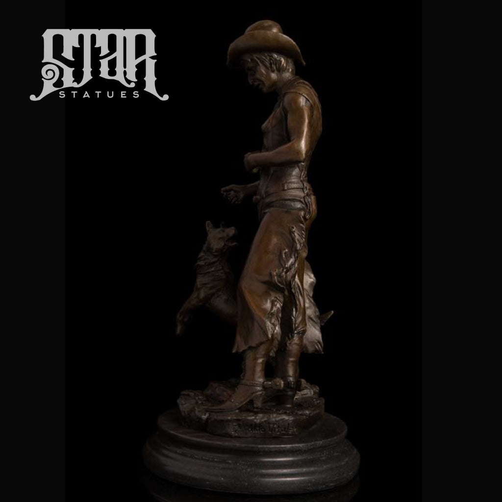 Man and Dog | Animal and Wildlife Sculpture | Bronze Statue - Star Statues