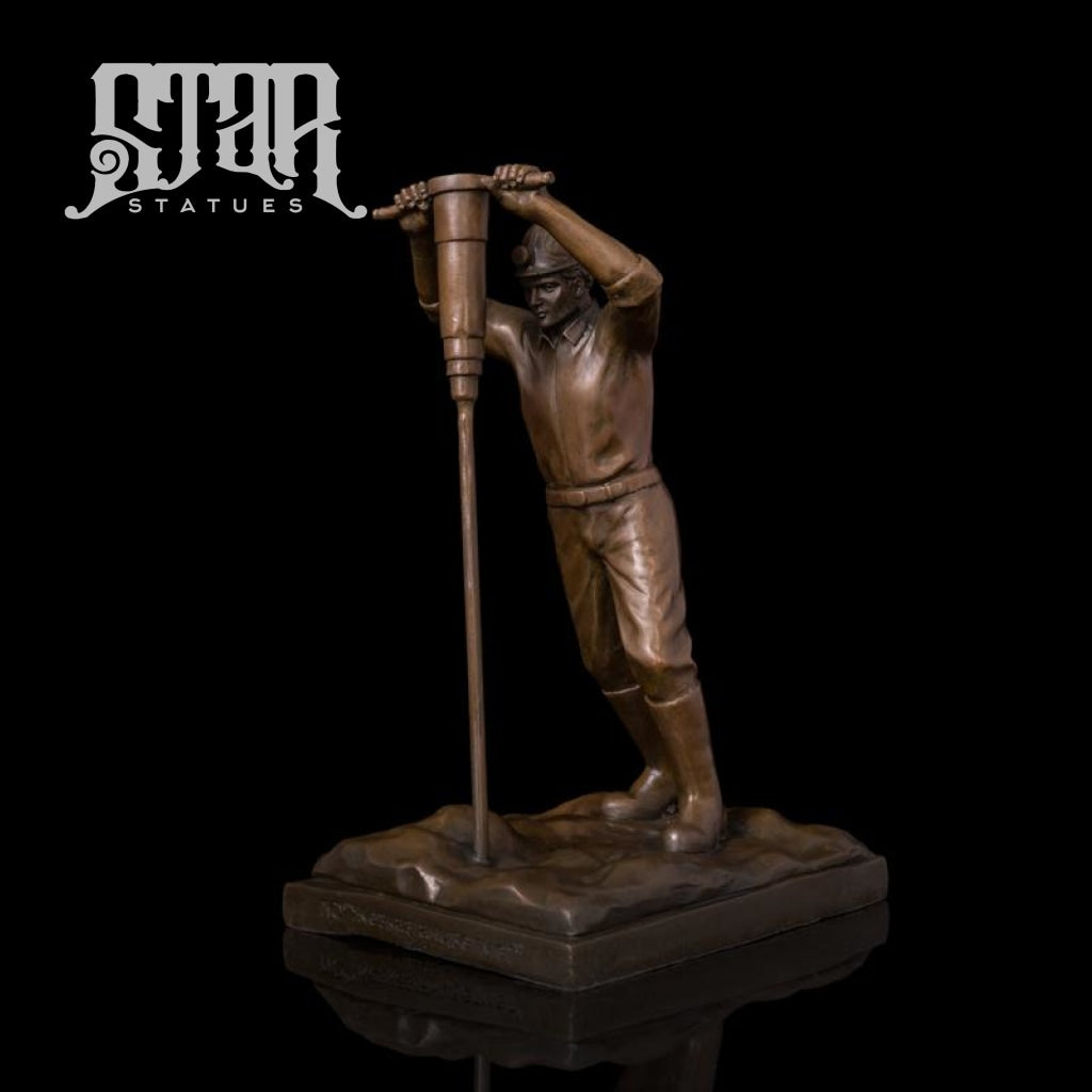 Man Drilling | Western Art Sculpture Bronze Statue