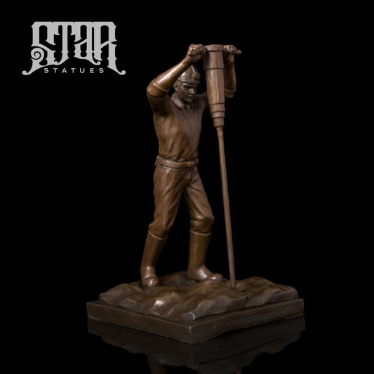 Man Drilling | Western Art Sculpture Bronze Statue