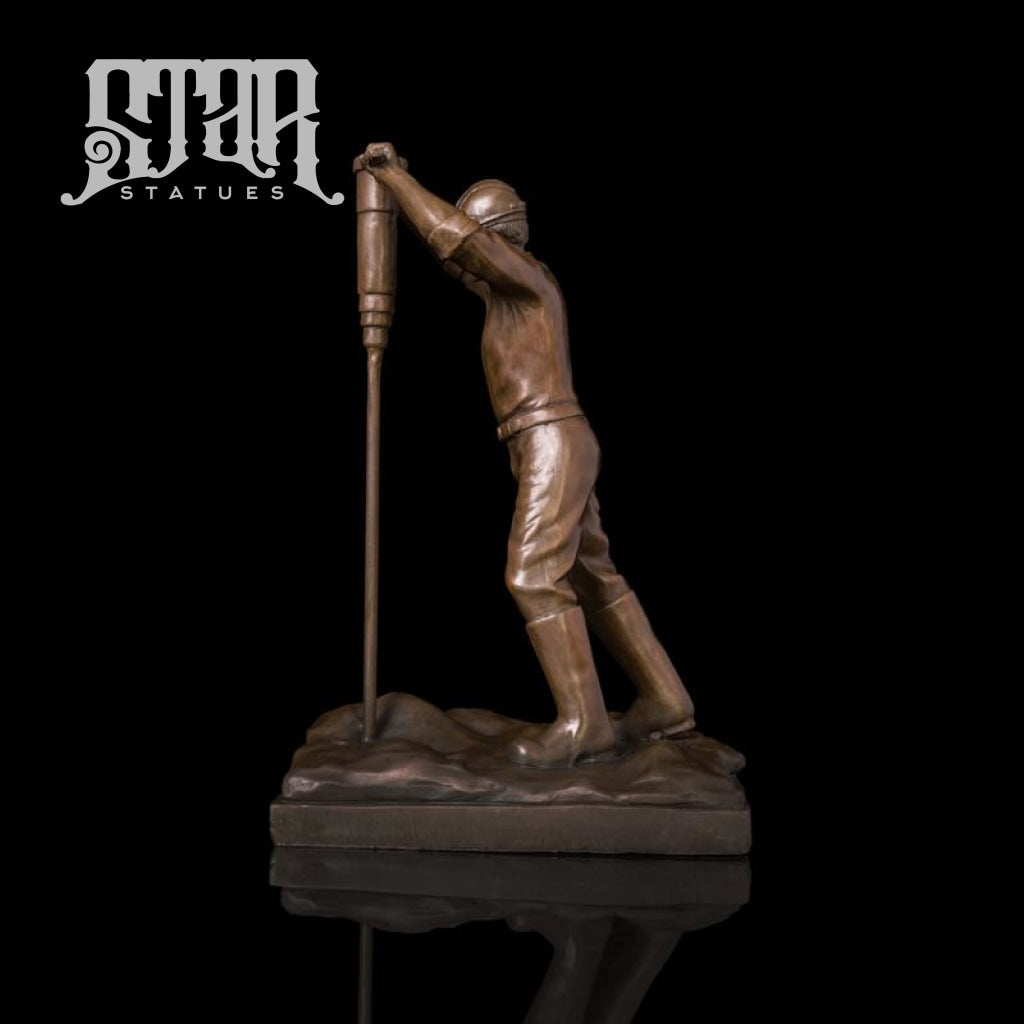 Man Drilling | Western Art Sculpture Bronze Statue