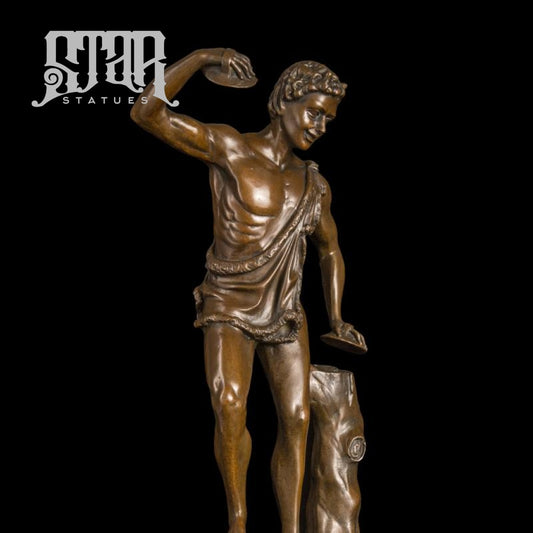 Man Playing Instrument | Western Art Sculpture Bronze Statue