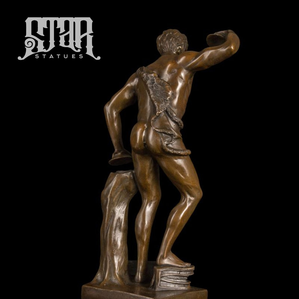 Man Playing Instrument | Western Art Sculpture Bronze Statue