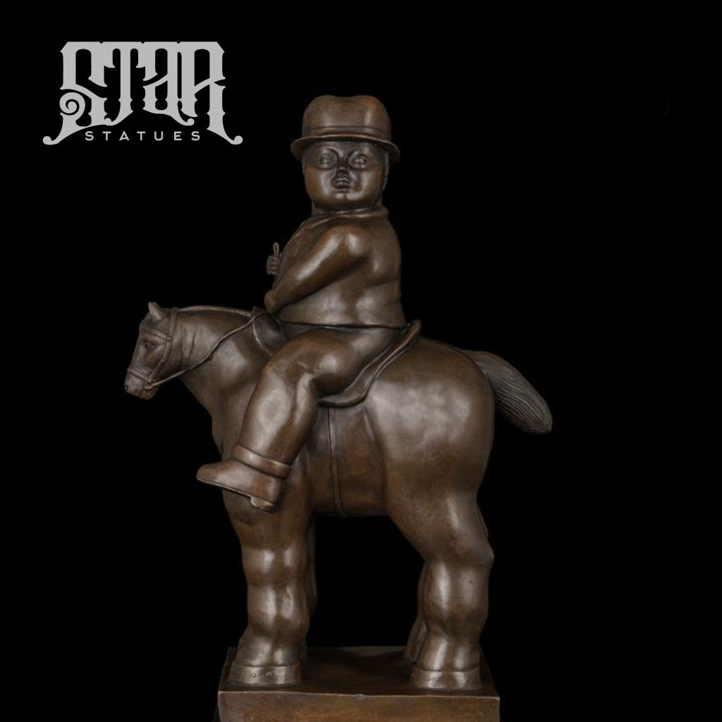 Fat Man Riding Horse | Abstract Sculpture | Bronze Statue - Star Statues