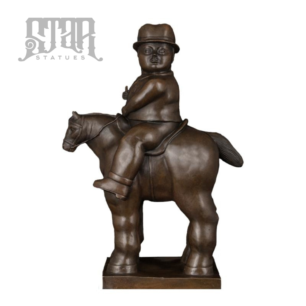 Man Riding Horse | Fernando Botero Abstract Sculpture Bronze Statue