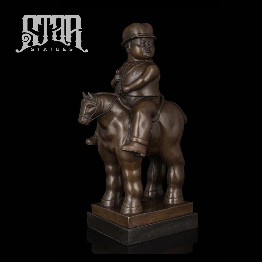 Man Riding Horse | Fernando Botero Abstract Sculpture Bronze Statue