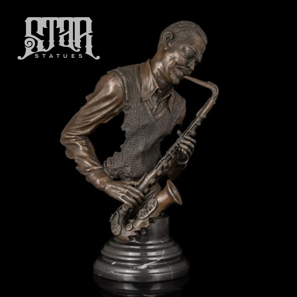 Musician Playing Saxophone | Western Art Sculpture Bronze Statue
