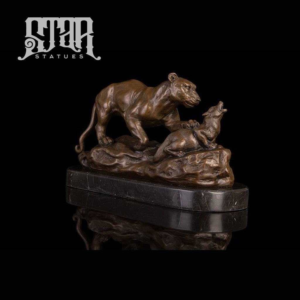 Panther with Prey| Animal and Wildlife Sculpture | Bronze Statue - Star Statues