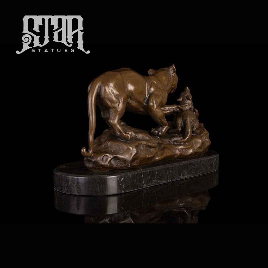 Panther with Prey| Animal and Wildlife Sculpture | Bronze Statue - Star Statues
