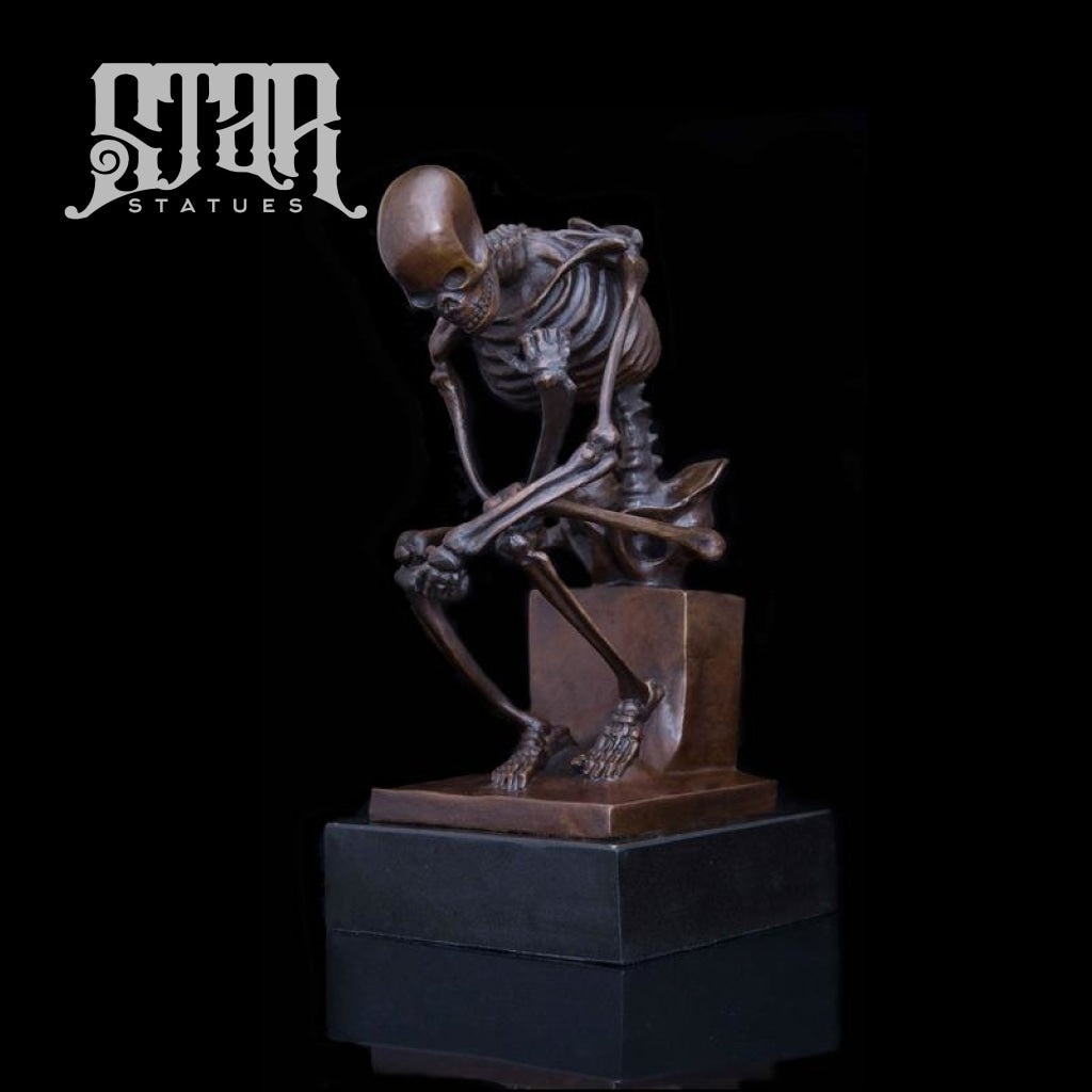 Skeleton Thinking Man By Rodin | Western Art Sculpture Bronze Statue