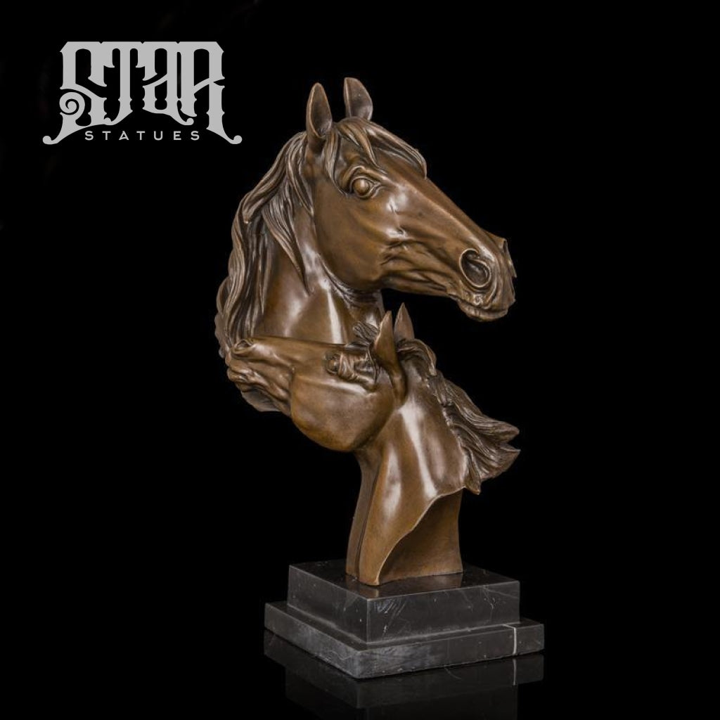 Two Horse Heads | Animal and Wildlife Sculpture | Bronze Statue - Star Statues