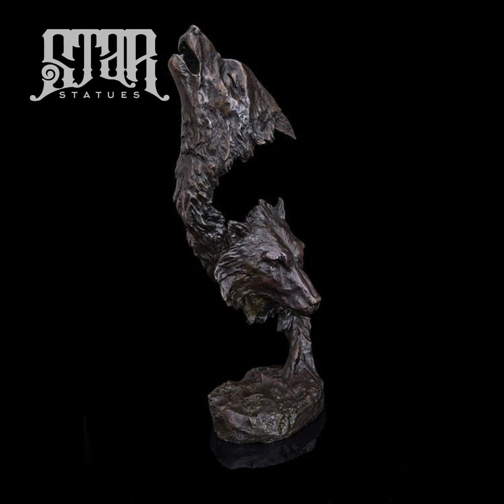 Two Wild Wolf Heads | Animal and Wildlife | Bronze Statue - Star Statues