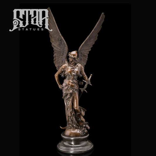 Winged Angel With Sword | Western Art Sculpture Bronze Statue