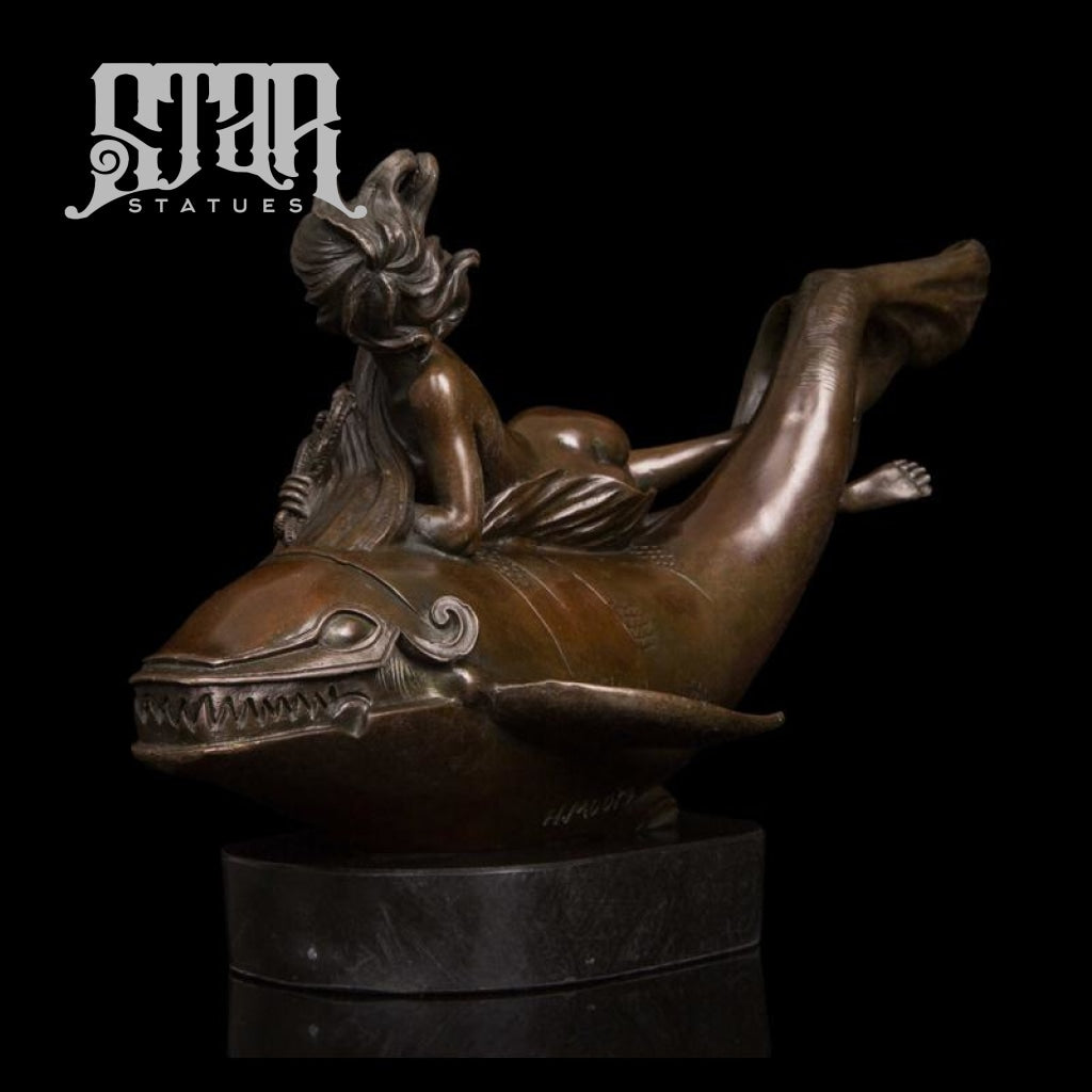 Woman Riding Water Creature| Western Art Sculpture | Bronze Statue
