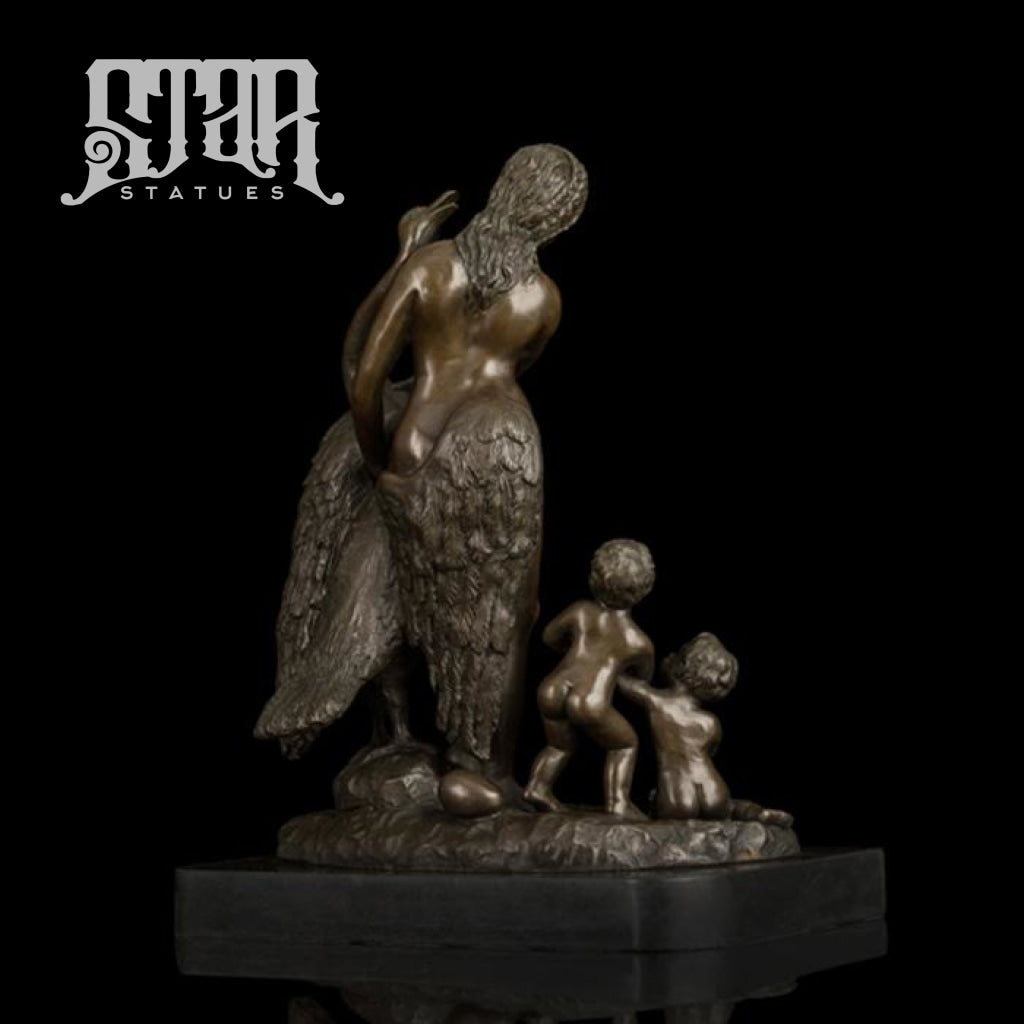 Women And Children With Bird | Western Art Sculpture Bronze Statue