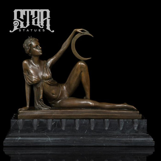 Women Moon Sculpture | Western Art Bronze Statue